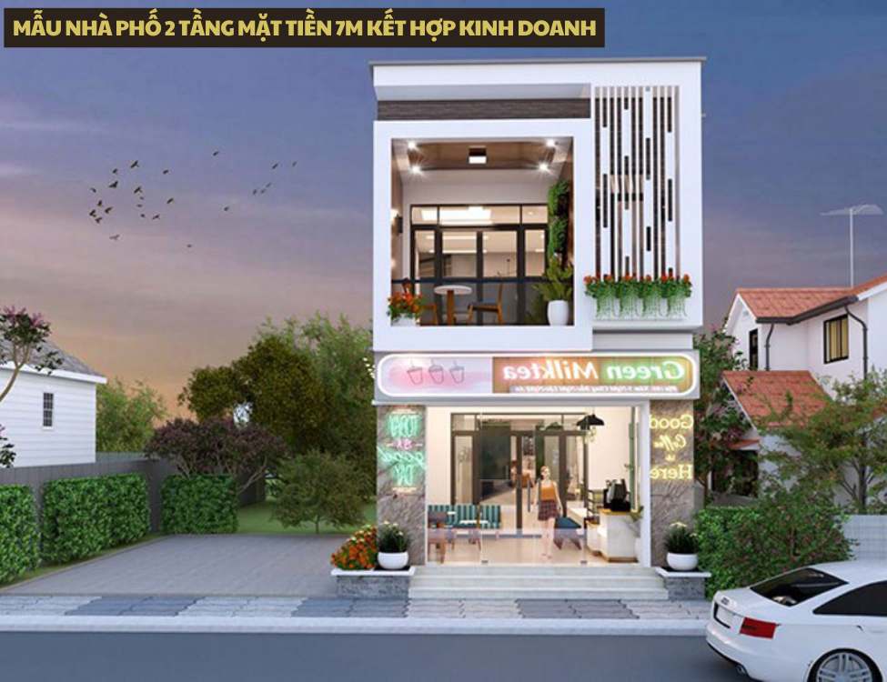 Mẫu nhà phố 2 tầng mặt tiền 7m kết hợp kinh doanh
