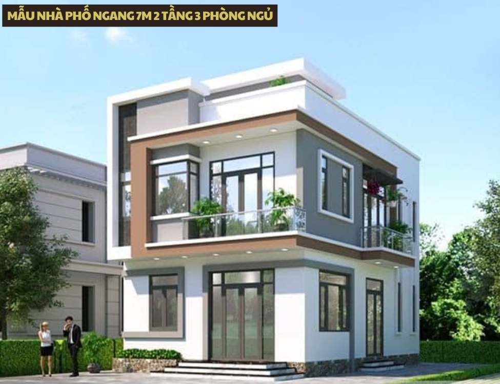 Mẫu nhà phố ngang 7m 2 tầng 3 phòng ngủ
