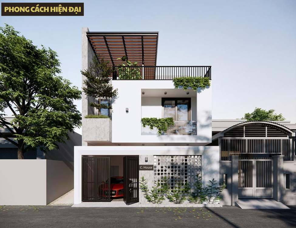 Nhà mặt tiền 7m 2 tầng phong cách hiện đại