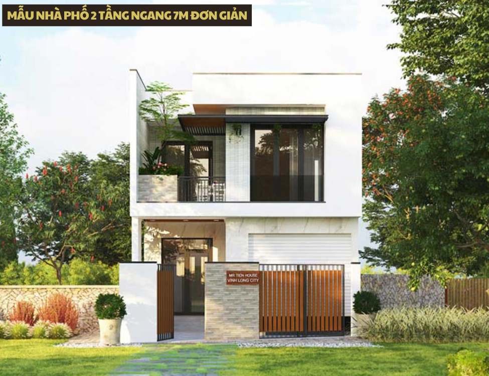 Mẫu nhà phố 2 tầng ngang 7m đơn giản