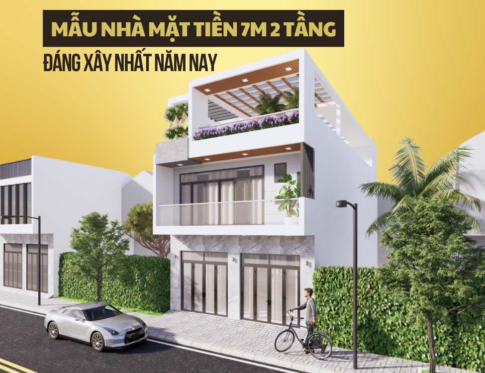 mẫu thiết kế nhà mặt tiền 7m 2 tầng