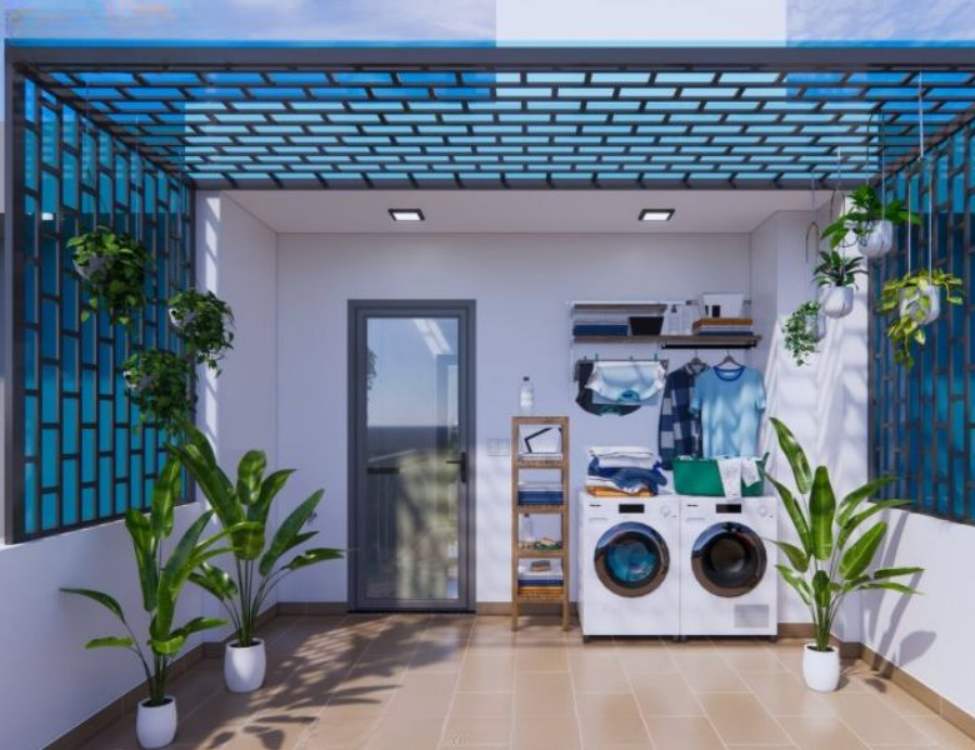 Khu giặt phơi nhà 2 tầng 7x11m