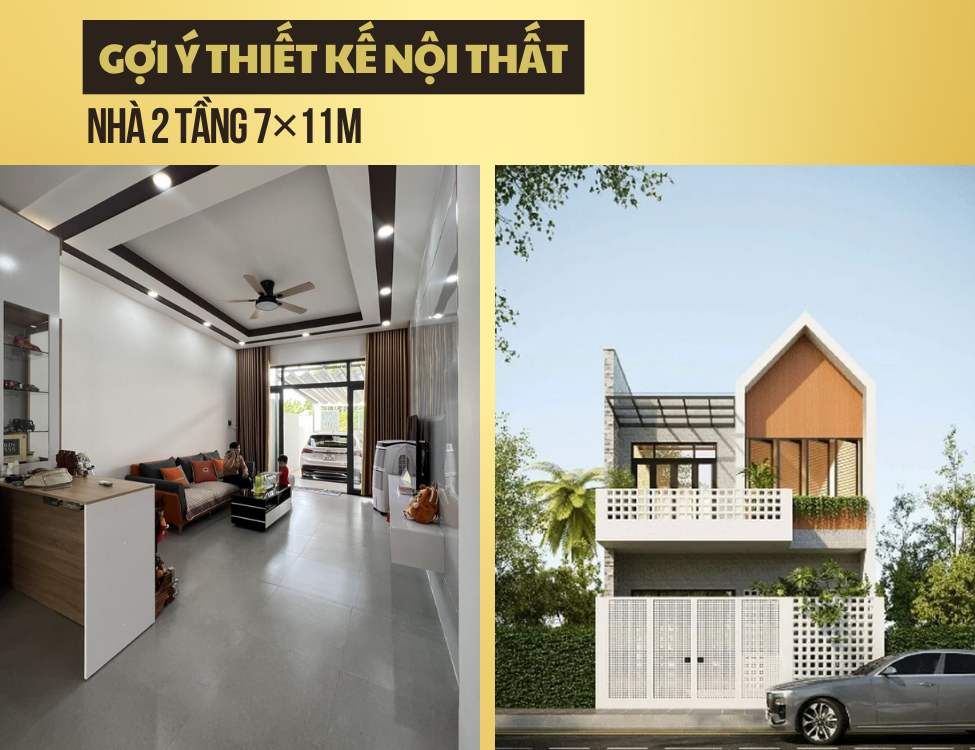 nội thất nhà 2 tầng 7x11m