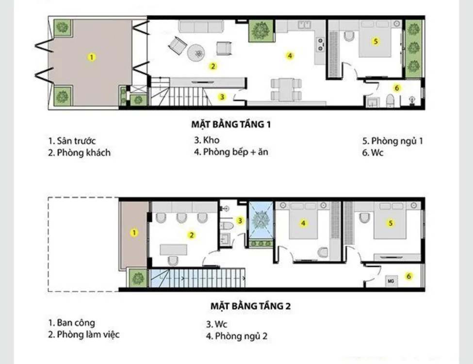 bản vẽ mặt bằng nhà 5x10m 2 tầng 3 phòng ngủ