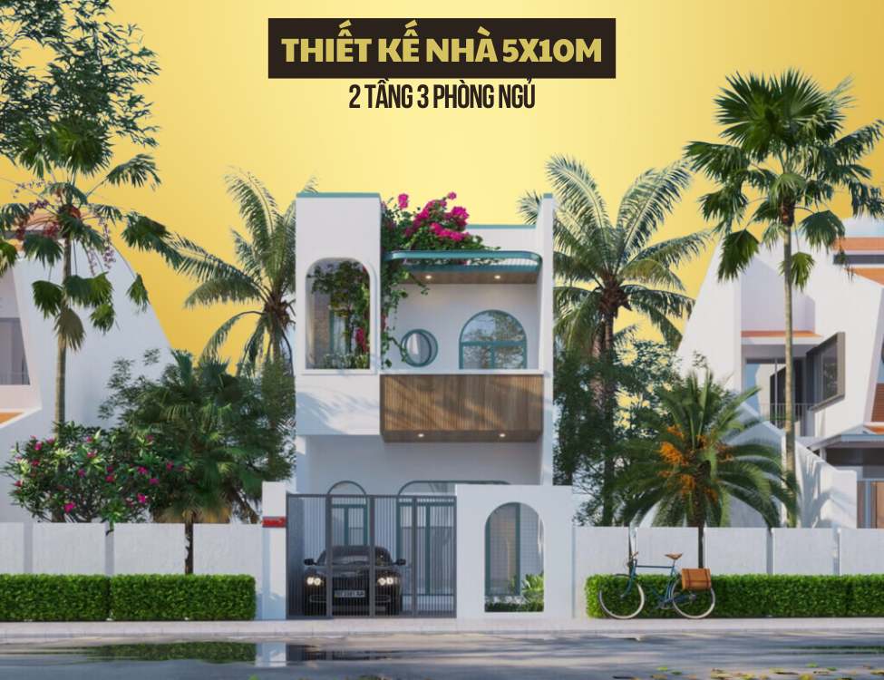 mẫu thiết kế nhà 5x10m 2 tầng 3 phòng