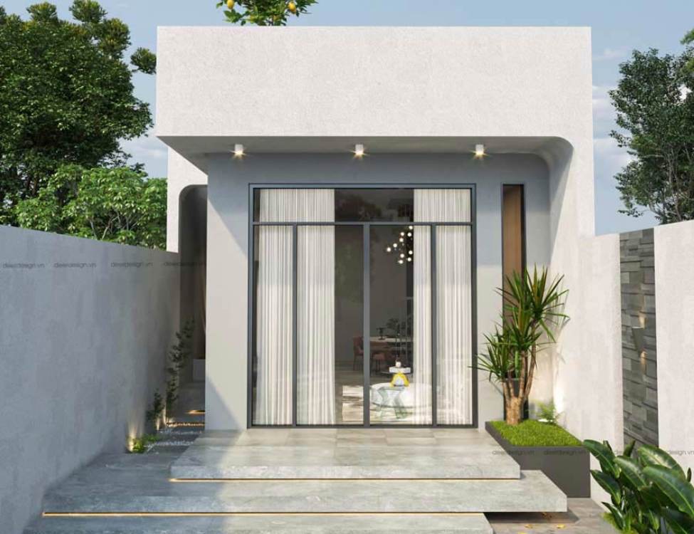 nhà cấp 4 5x10 có 2 phòng ngủ phong cách hiện đại tối giản