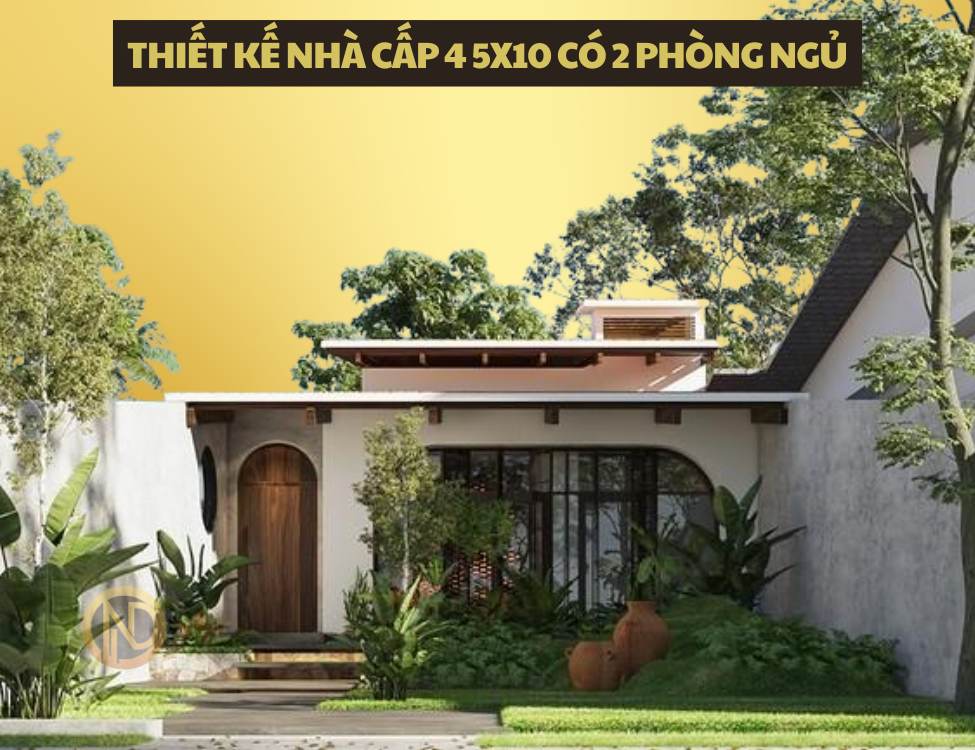 Mẫu thiết kế nhà cấp 4 5x10 có 2 phòng ngủ