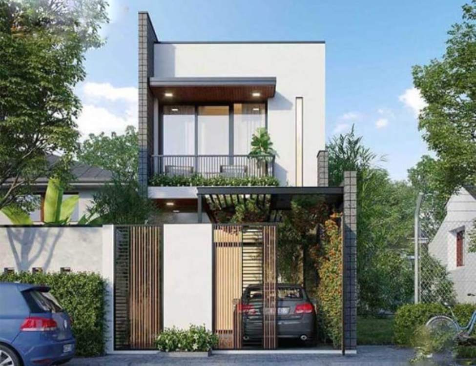 Mẫu nhà ống 2 tầng 4x10m có 3 phòng ngủ có gara xe hơi