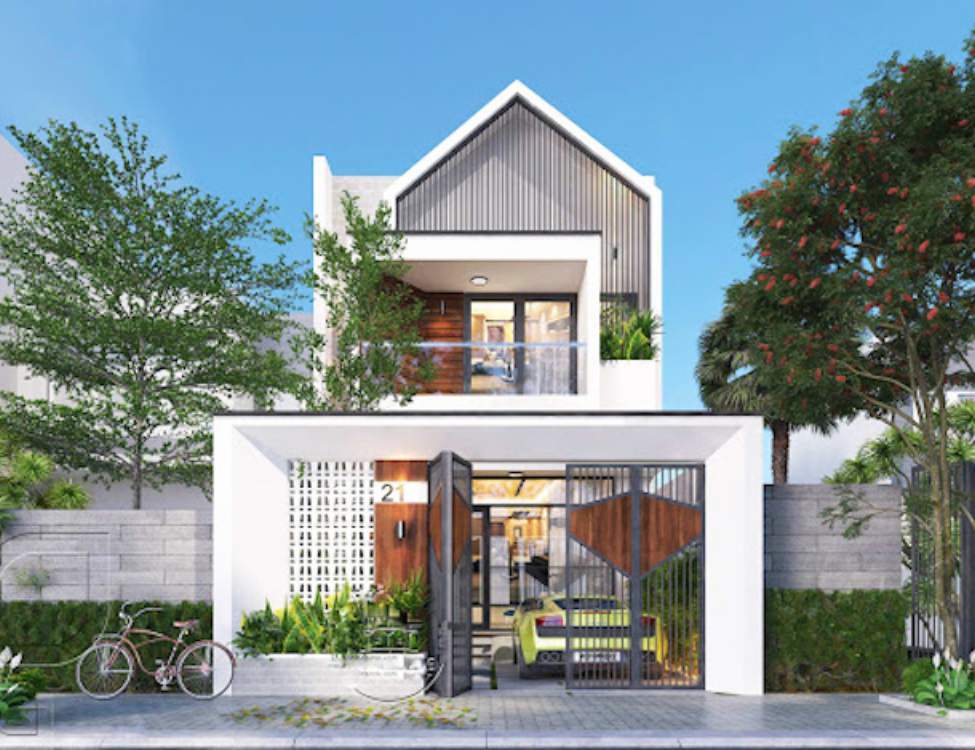 Mẫu nhà ống 2 tầng 4x10m có 3 phòng ngủ mái Thái