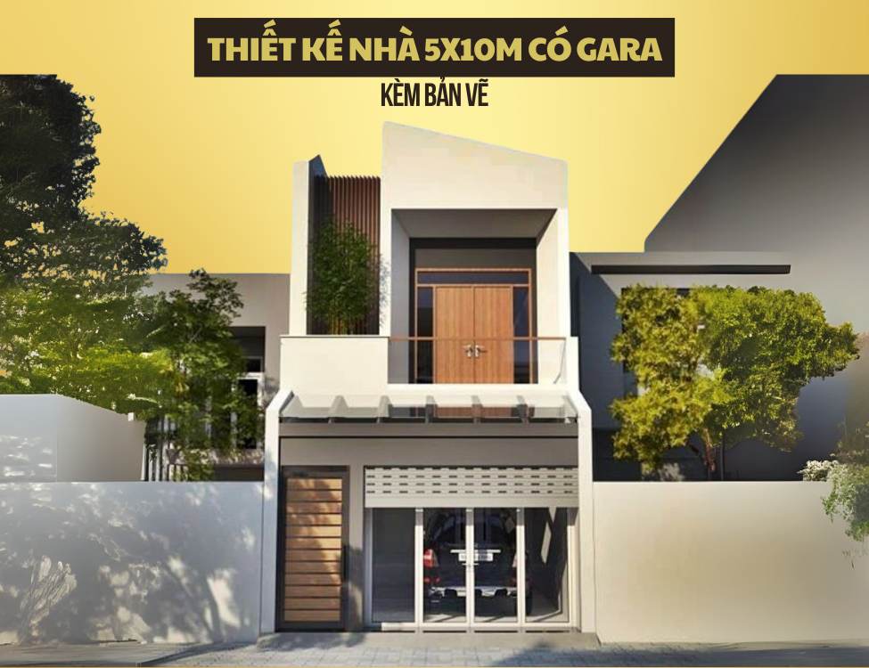 mẫu thiết kế nhà 5x10m có gara