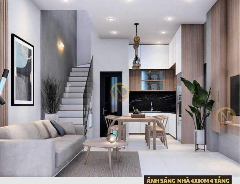 Ánh sáng nhà 4x10m 4 tầng