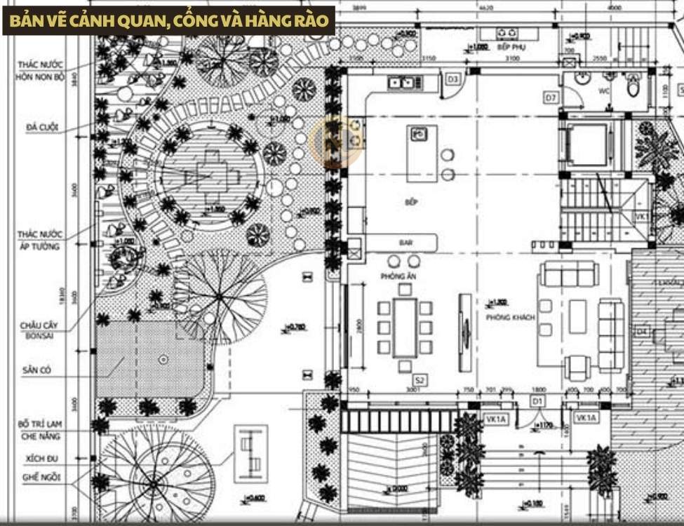 Bản vẽ cảnh quan, cổng và hàng rào