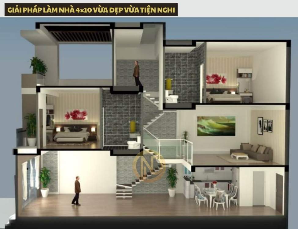 Giải pháp làm nhà 4×10 vừa đẹp vừa tiện nghi