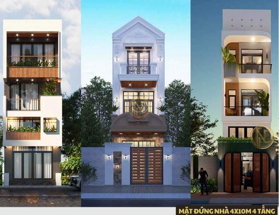 Mặt đứng nhà 4x10m 4 tầng