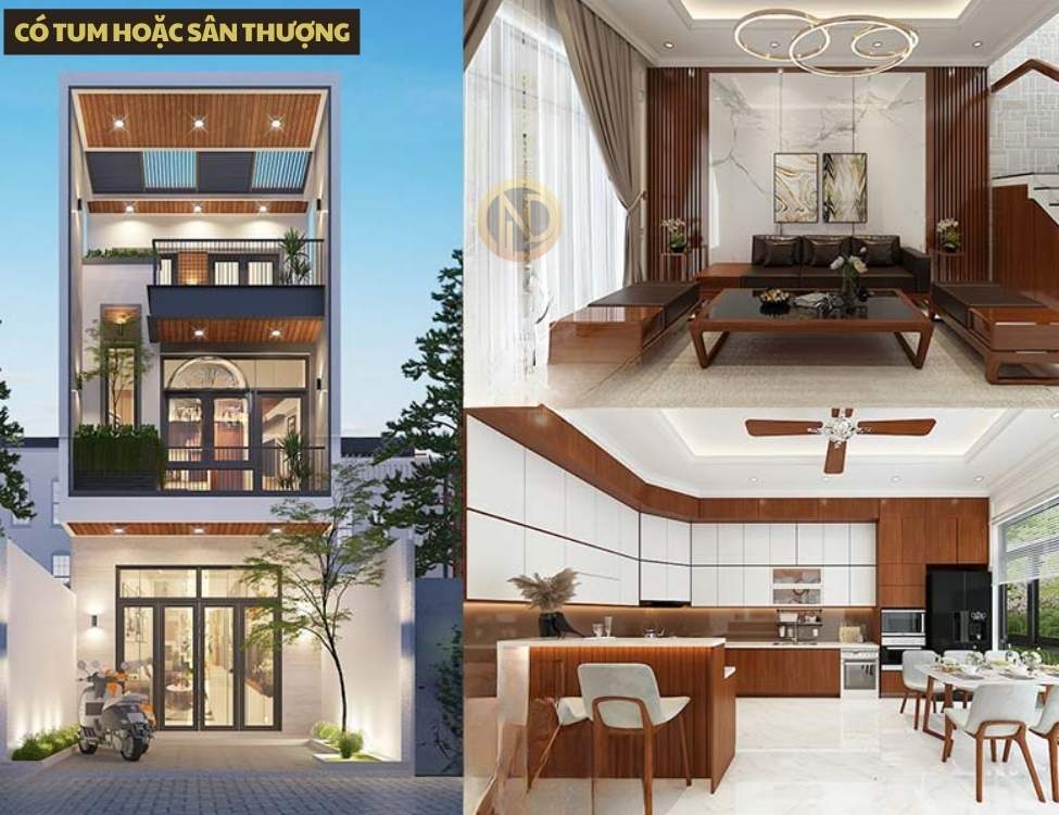 chi phí nhà 2 tầng 4x20m Có tum hoặc sân thượng