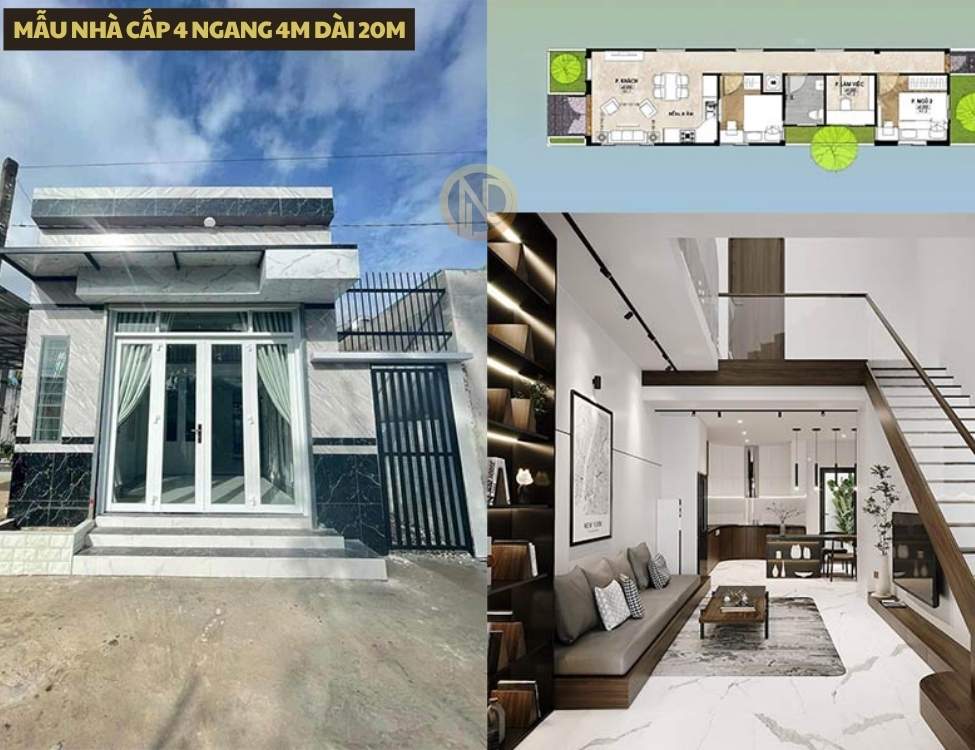 mẫu nhà cấp 4 ngang 4m dài 20m