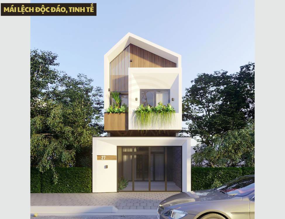 Mẫu thiết kế nhà 4x10m 1 trệt 1 lầu mái lệch độc đáo, tinh tế