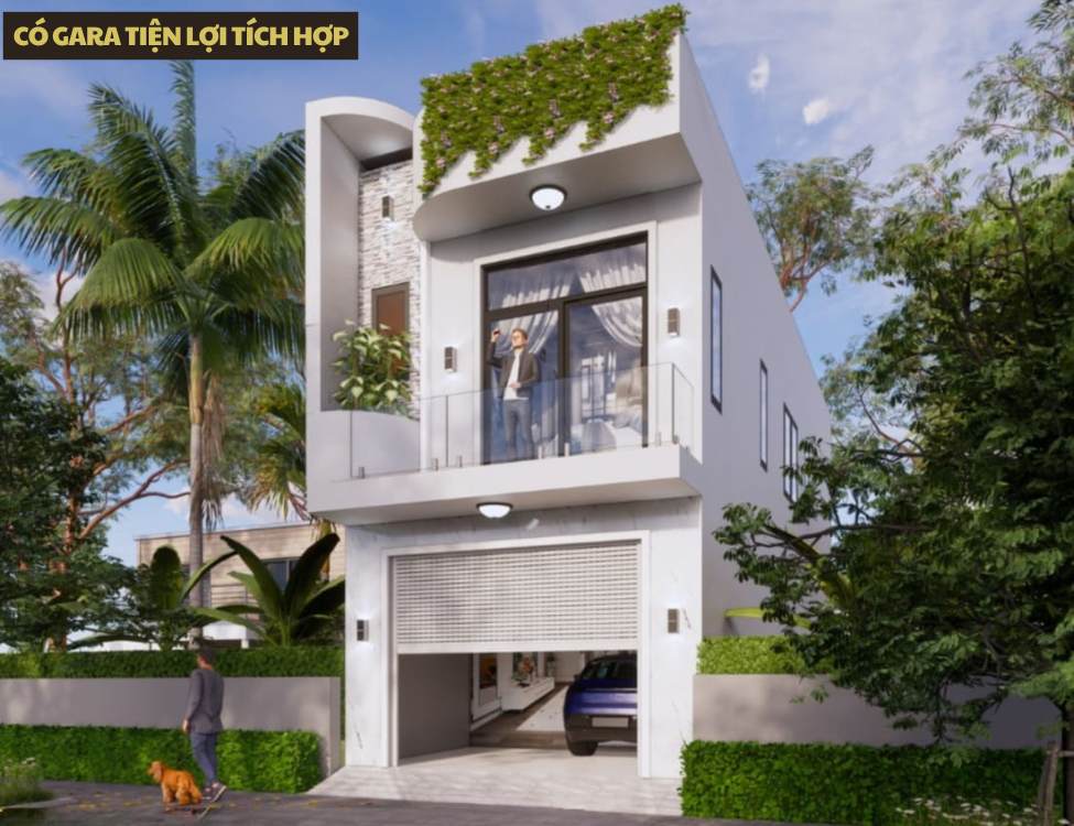 Mẫu thiết kế nhà 4x10m 1 trệt 1 lầu có gara