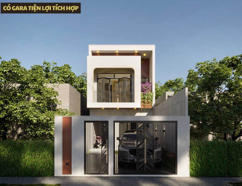 Mẫu thiết kế nhà 4x10m 1 trệt 1 lầu có gara