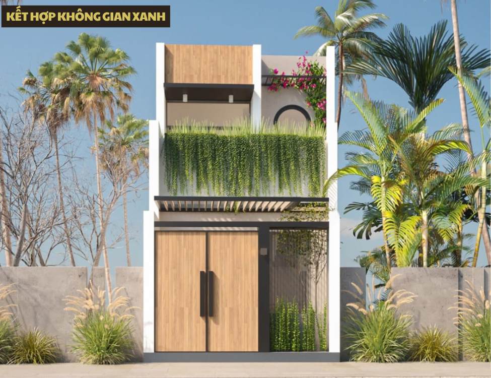 Mẫu thiết kế nhà 4x10m 1 trệt 1 lầu kết hợp không gian xanh