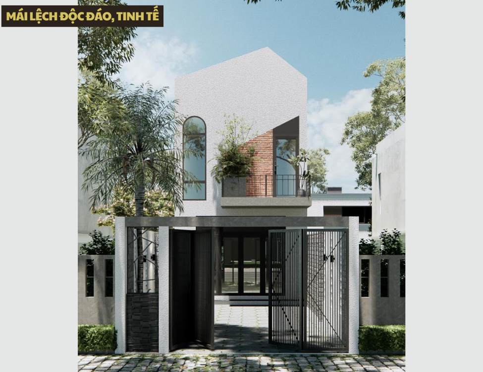 Mẫu thiết kế nhà 4x10m 1 trệt 1 lầu mái lệch độc đáo, tinh tế