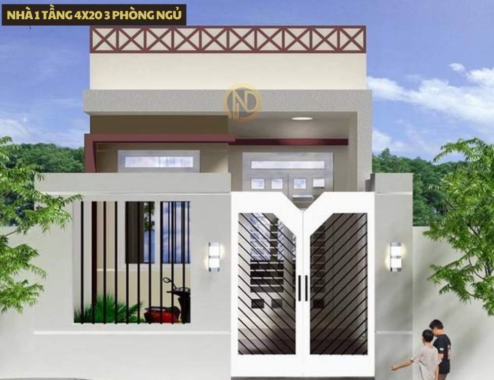 nhà ống 1 tầng 4x20 3 phòng ngủ