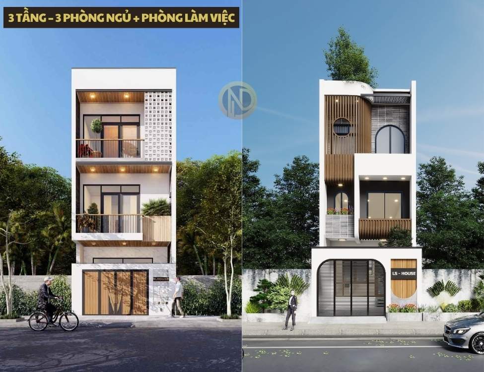 Nhà 3 tầng có 3 phòng ngủ và phòng làm việc