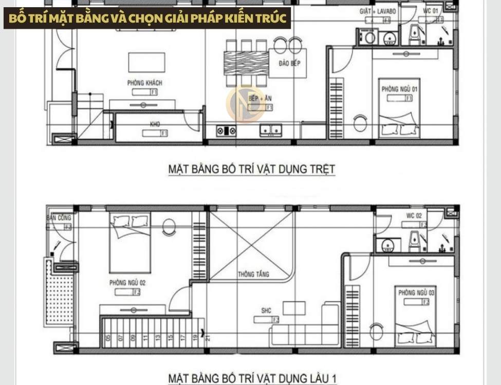 Bố trí mặt bằng và chọn giải pháp kiến trúc