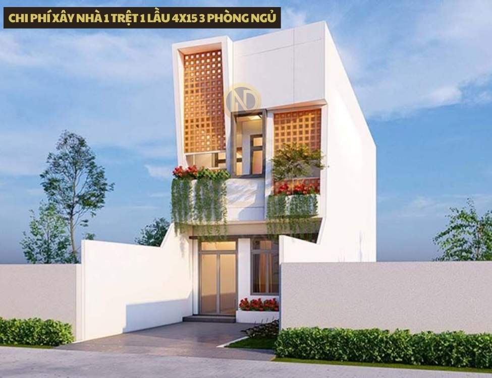 Chi phí xây nhà 1 trệt 1 lầu 4x15 3 phòng ngủ