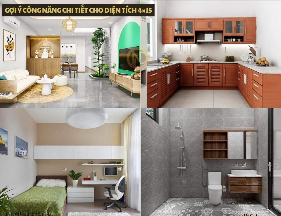Gợi ý công năng chi tiết cho diện tích 4×15