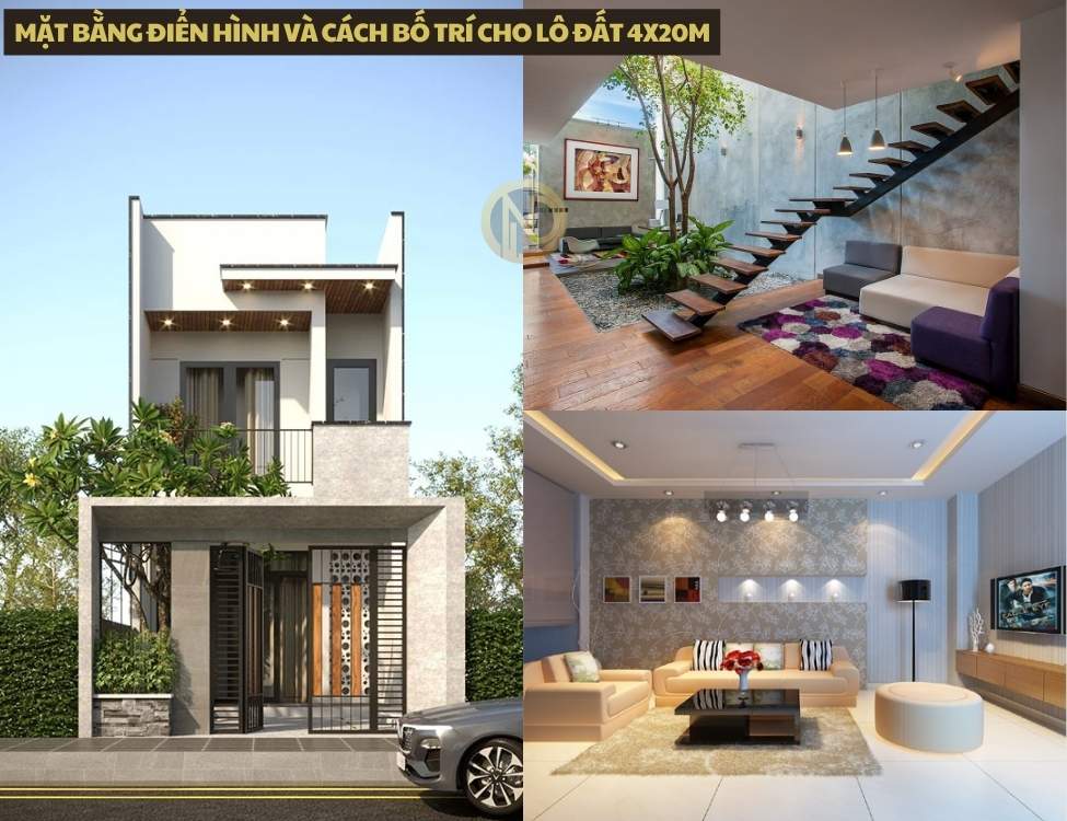 Mặt bằng điển hình và cách bố trí cho lô đất 4x20m