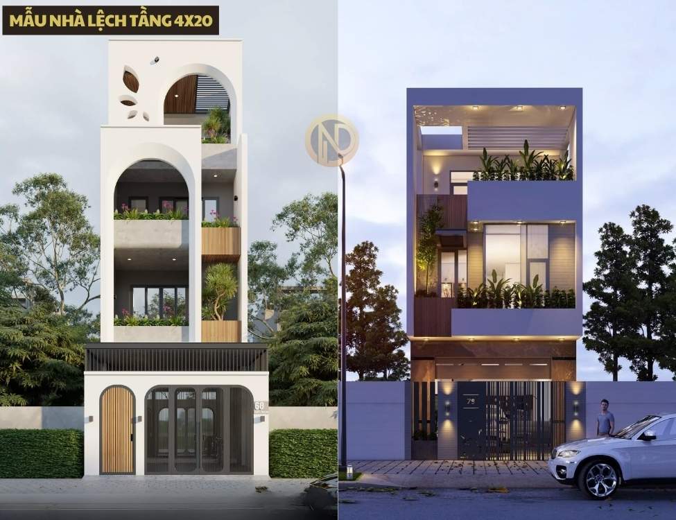 Mẫu nhà lệch tầng 4x20