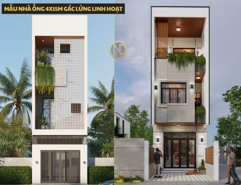 Mẫu nhà ống 4x15m gác lửng linh hoạt