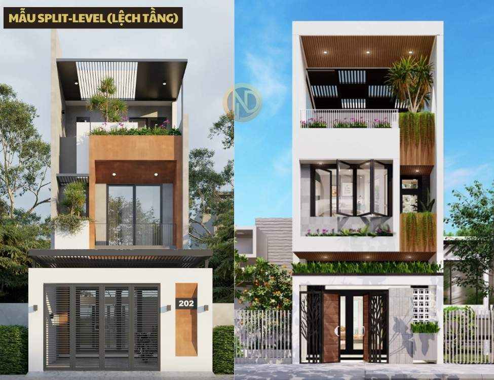 Mẫu nhà ống 4x15m lệch tầng
