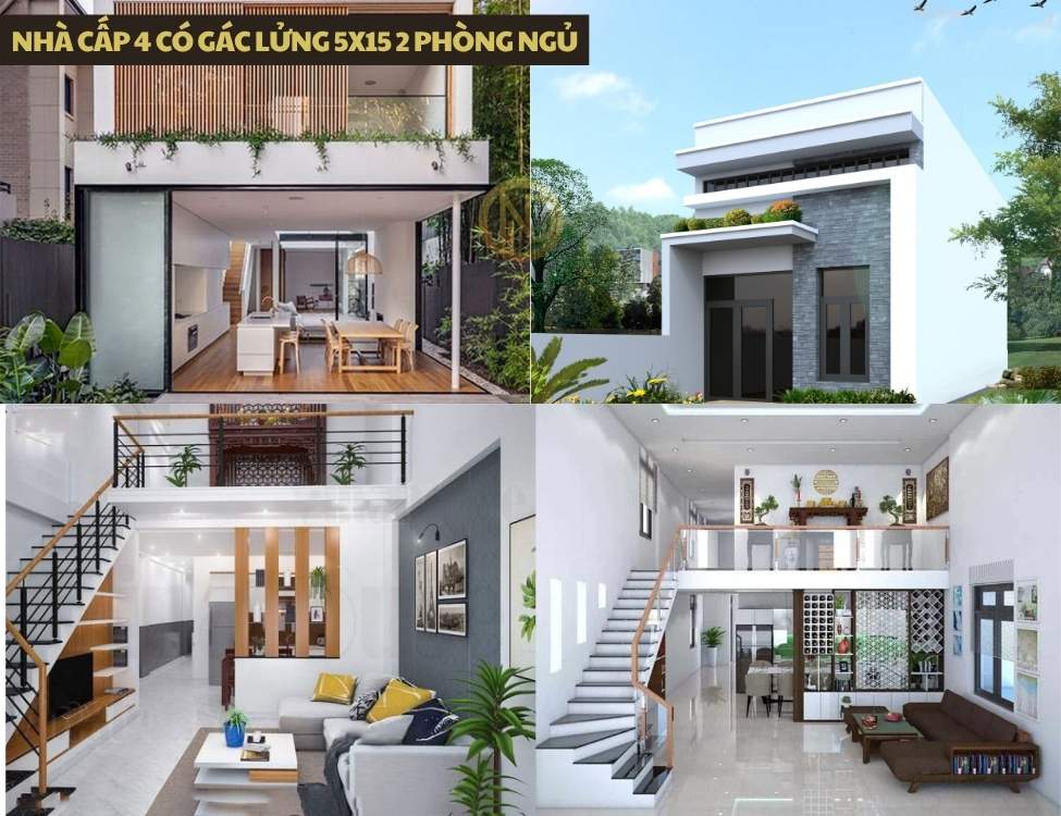 Nhà cấp 4 có gác lửng 5x15 2 phòng ngủ