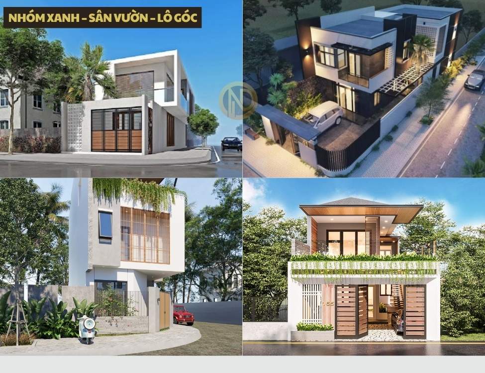 Nhóm xanh và sân vườn lô góc