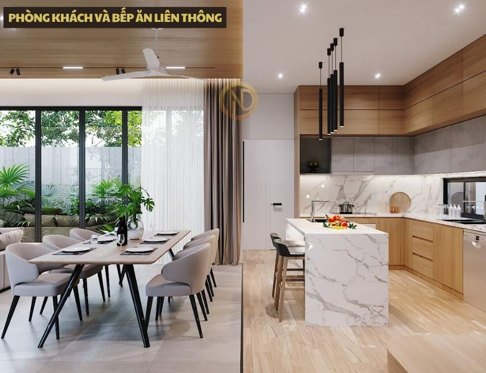 Phòng khách và bếp ăn liên thông