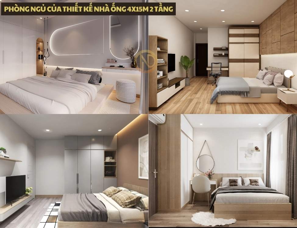 Phòng ngủ của thiết kế nhà ống 4x15m 2 tầng