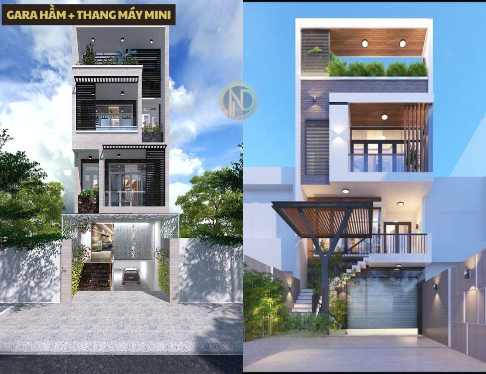 Gara hầm + thang máy mini