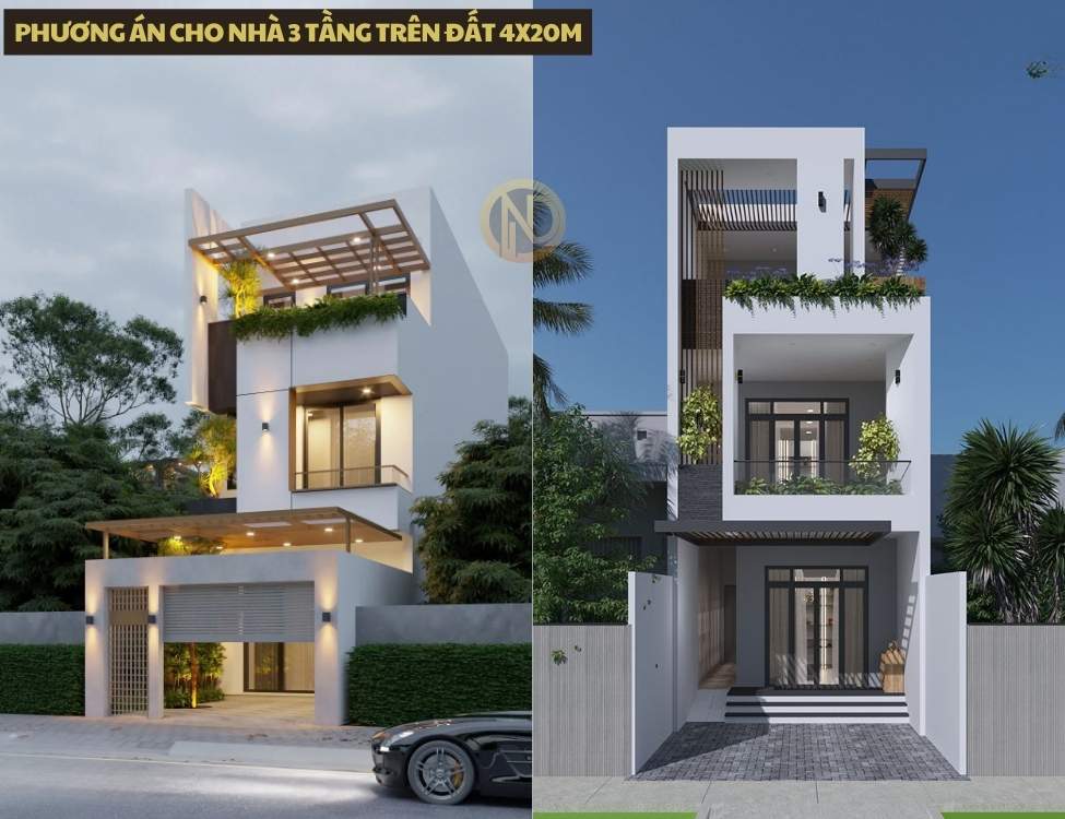 Phương án cho nhà 3 tầng trên đất 4x20m