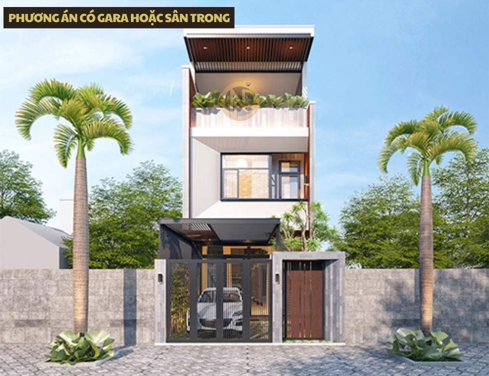 Phương án có gara hoặc sân trong