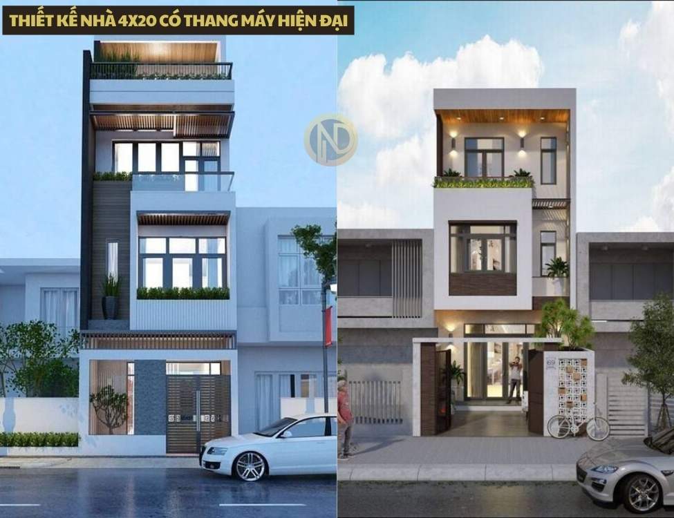 Thiết kế nhà 4x20 có thang máy hiện đại