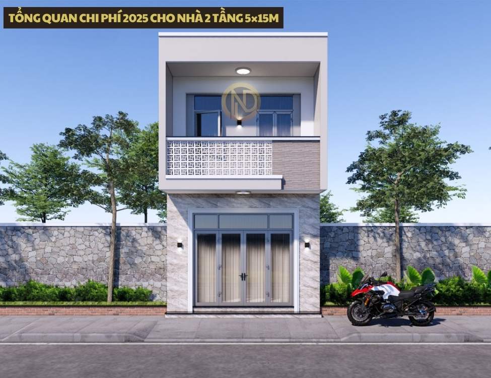 Tổng quan chi phí 2025 cho nhà 2 tầng 5×15m