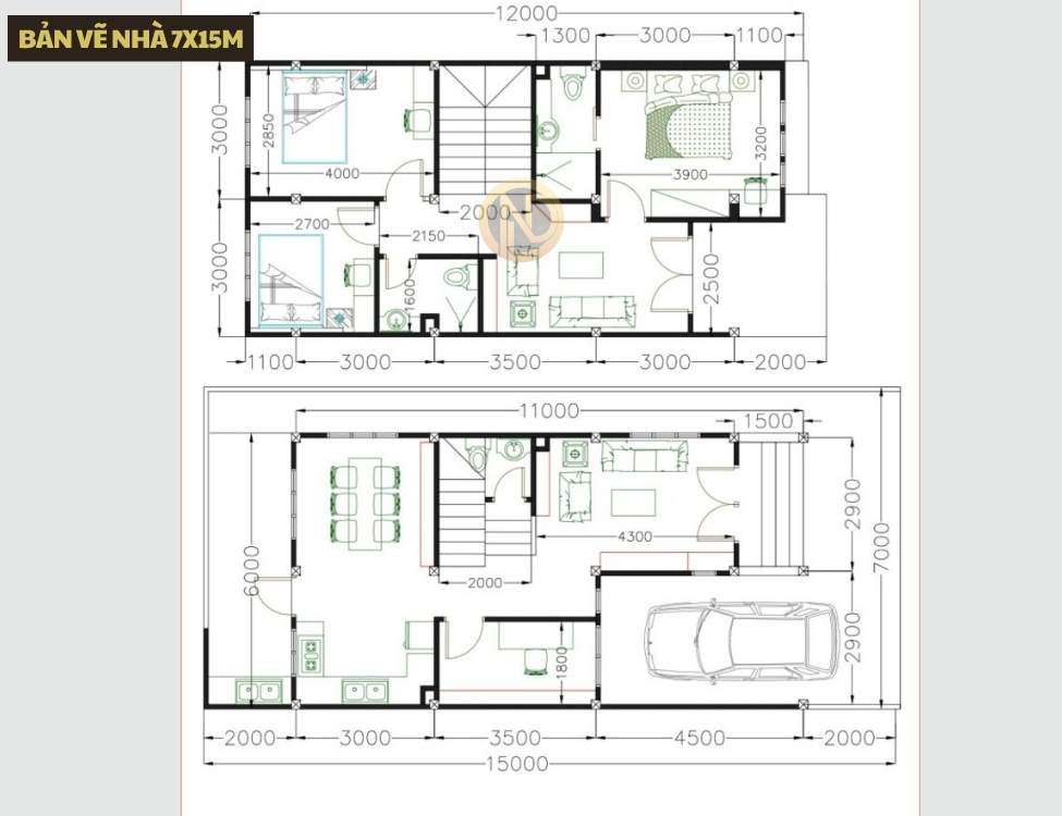 bản vẽ nhà 7x15m
