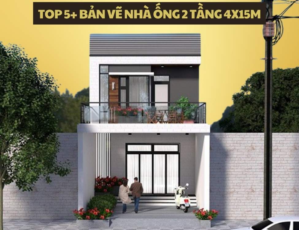 bản vẽ nhà ống 2 tầng 4x15m