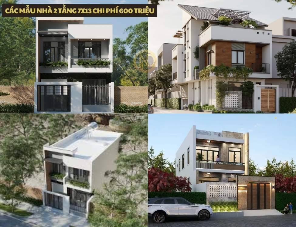 các mẫu nhà 2 tầng 7x13 chi phí 600 triệu