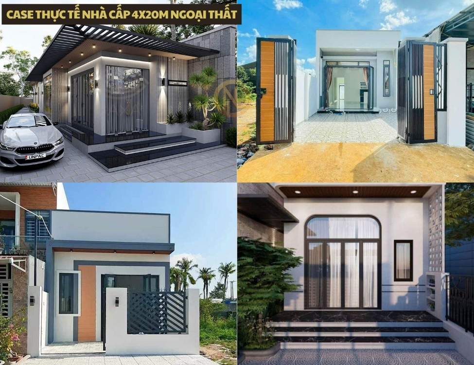 case thực tế nhà cấp 4x20m ngoại thất