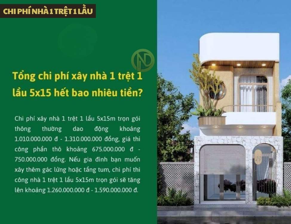 chi phí nhà 1 trệt 1 lầu