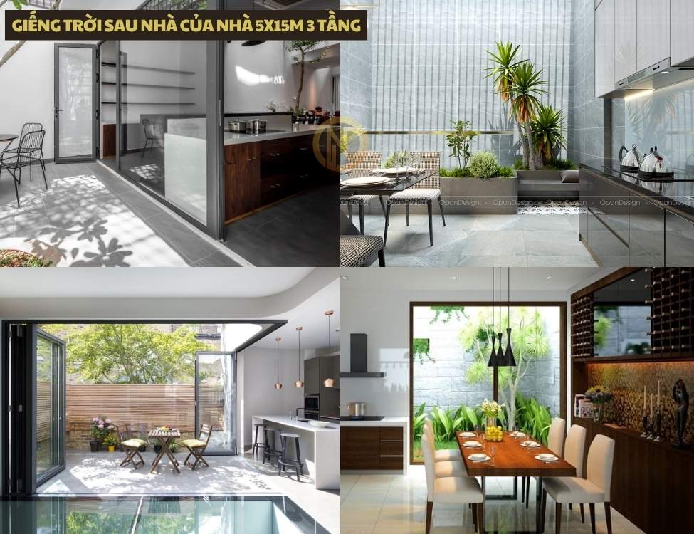 giếng trời sau nhà của nhà 5x15m 3 tầng