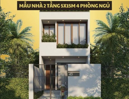 mẫu nhà 2 tầng 5x15m 4 phòng ngủ